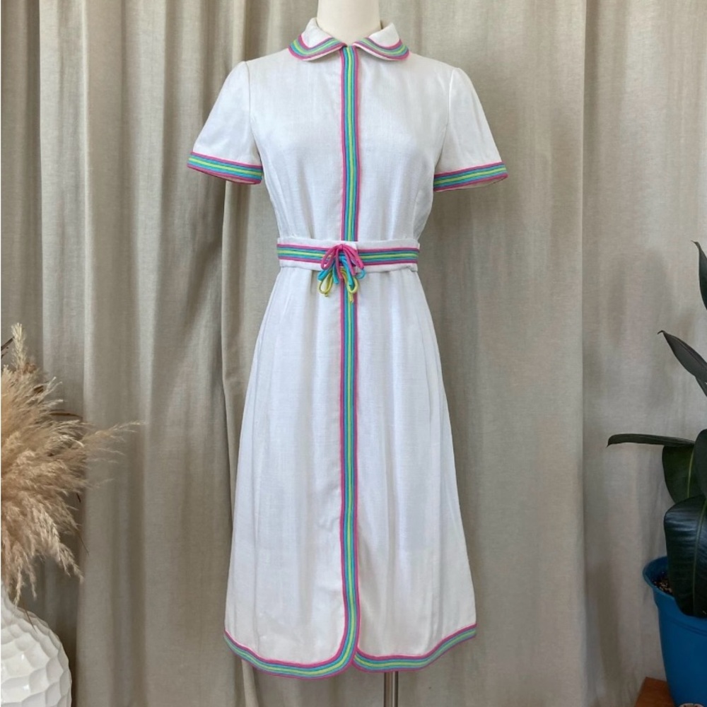 Linen midi dress mod style